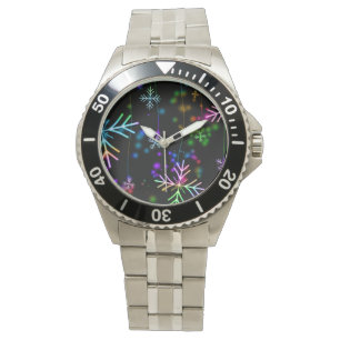 Reloj De Pulsera Navidades del arcoiris con copas de nieve