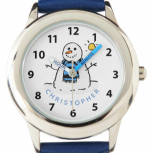 Reloj De Pulsera Navidades Diseño Snowman con Nombre. Niños