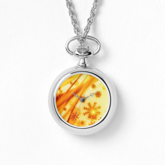 Reloj De Pulsera Navidades dorados copos de nieve (Anverso)