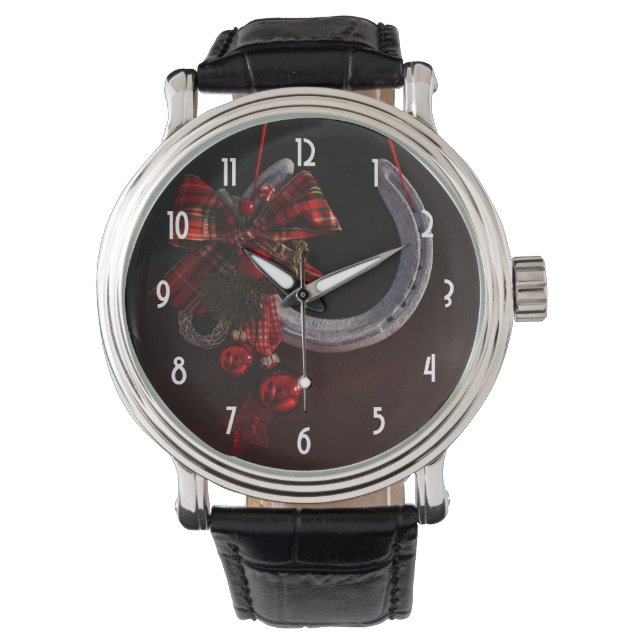 Reloj De Pulsera Navidades ecuestres colgando foto de herradura (Anverso)