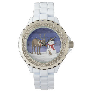 Reloj De Pulsera Navidades felices Snowman y renos tristes