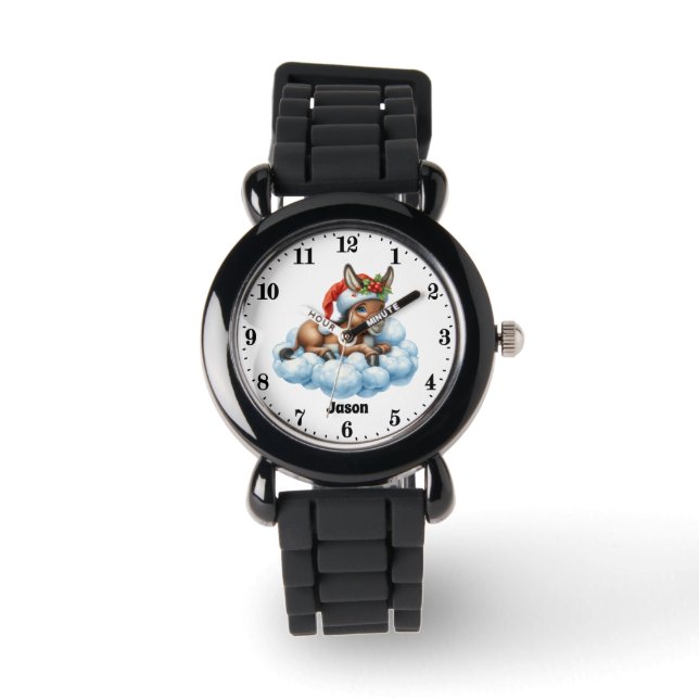 Reloj De Pulsera Navidades festivos burro agregar nombres chicos (Anverso)