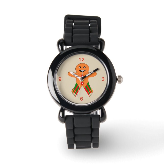Reloj De Pulsera Navidades Fiesta Gingerbread Hombre Niños Vigilar (Anverso)