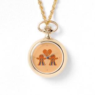 Reloj De Pulsera Navidades lesbianas Gingerbread Pareja de Damas