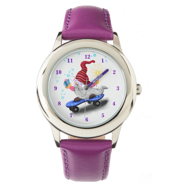 Reloj De Pulsera Navidades miran el Gnome del patinador de regalo c (Anverso)