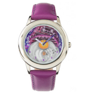 Reloj De Pulsera Navidades Miran Regalo Gnome Musical En Gorra Púrp