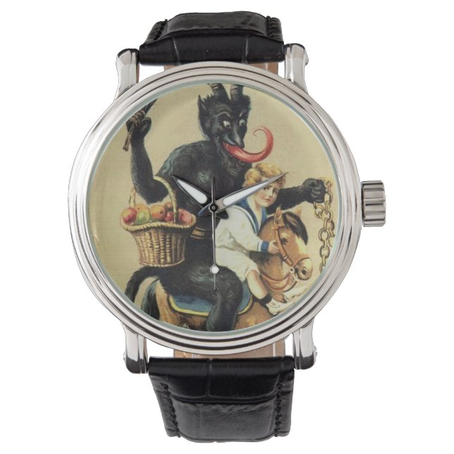 Reloj De Pulsera Navidades navideños de Krampus Rocking Horse Demon (Anverso)