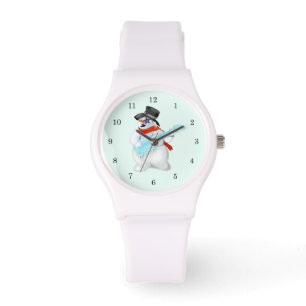 Reloj De Pulsera Navidades observan a Snowman con guitarra