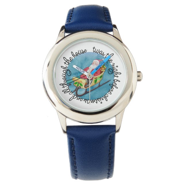 Reloj De Pulsera Navidades observan con Santa y Sleigh (Anverso)