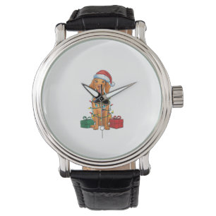Reloj De Pulsera Navidades perinos de Santa Hat Pomeranian