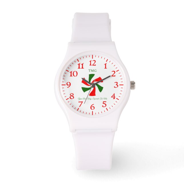 Reloj De Pulsera Navidades personalizados Peppermint Candy (Anverso)