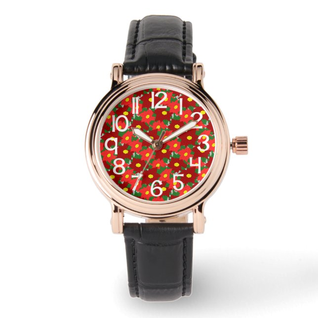 Reloj De Pulsera Navidades Poinsettias (Anverso)