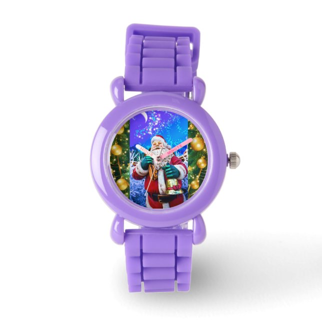 Reloj De Pulsera Navidades rojos Santa Claus en Winter eWatch (Anverso)