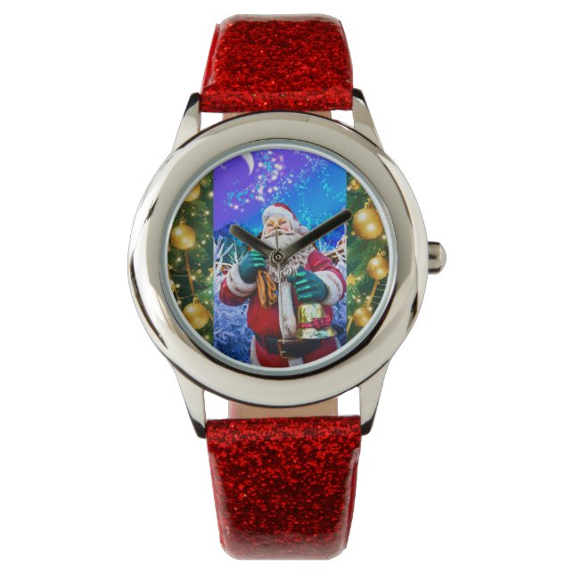 Reloj De Pulsera Navidades rojos Santa Claus en Winter eWatch (Anverso)