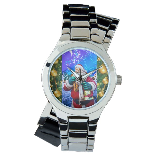 Reloj De Pulsera Navidades rojos Santa Claus en Winter eWatch (Anverso)