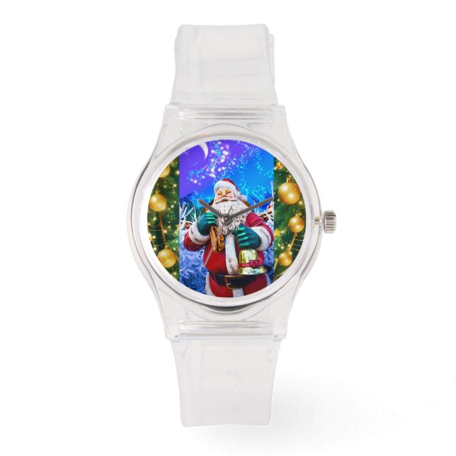 Reloj De Pulsera Navidades rojos Santa Claus en Winter eWatch (Anverso)