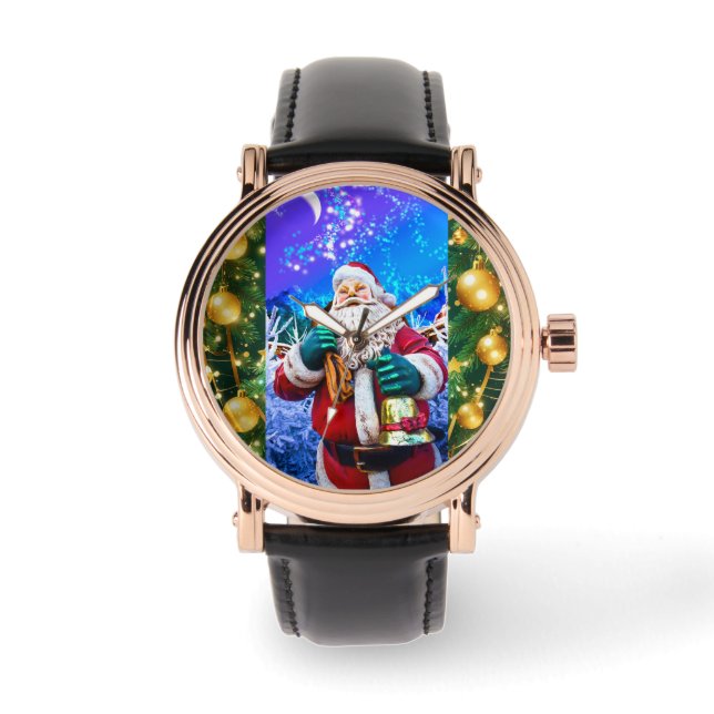 Reloj De Pulsera Navidades rojos Santa Claus en Winter eWatch (Anverso)