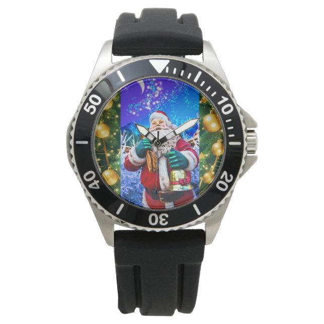 Reloj De Pulsera Navidades rojos Santa Claus en Winter eWatch (Anverso)
