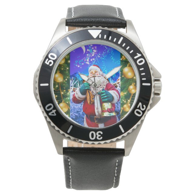 Reloj De Pulsera Navidades rojos Santa Claus en Winter eWatch (Anverso)