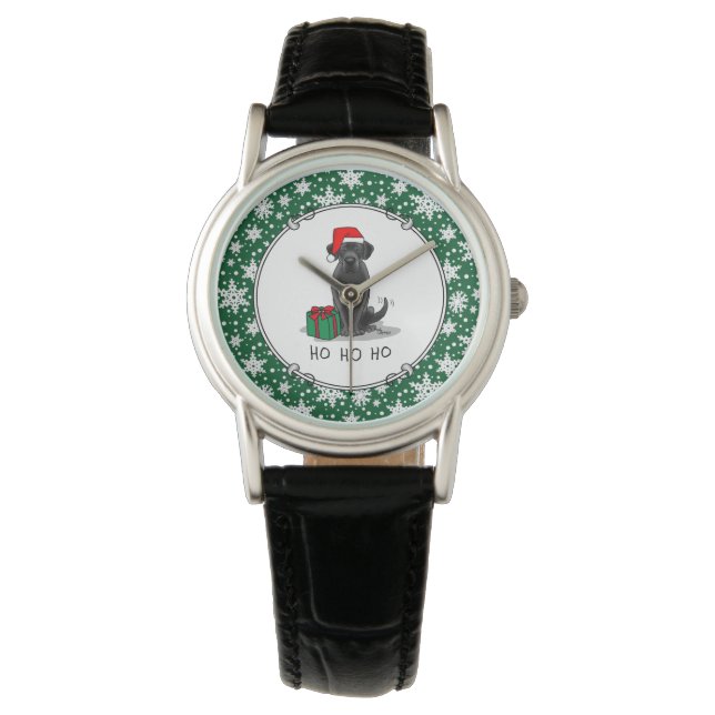 Reloj De Pulsera Navidades Santa Black Labrador Retriever Cute (Anverso)