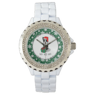 Reloj De Pulsera Navidades Santa Boston Terrier (negro)