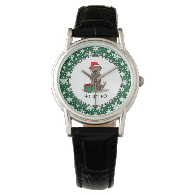 Reloj De Pulsera Navidades Santa Chocolate Labrador Retriever Cute (Anverso)