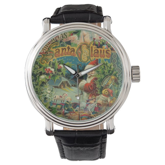 Reloj De Pulsera Navidades Santa Claus Arte Antiguo (Anverso)