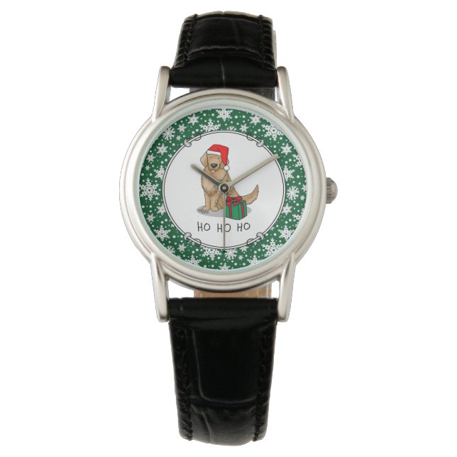 Reloj De Pulsera Navidades Santa Claus Golden Retriever Dog Cute (Anverso)