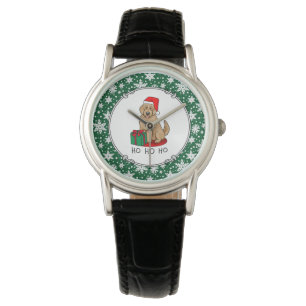 Reloj De Pulsera Navidades Santa Goldendoodle (rojo dorado) Cute de