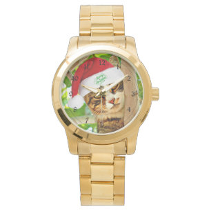 Reloj De Pulsera Navidades Tabby Cat en un árbol