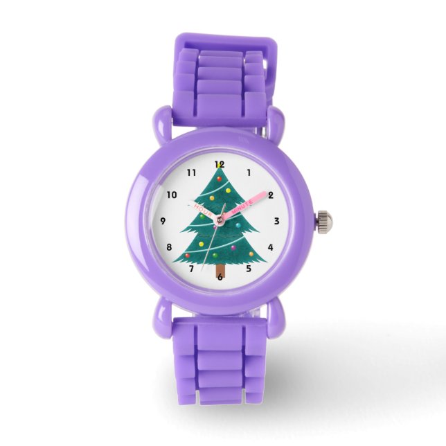 Reloj De Pulsera Navidades Tema Purpurina Rojo Watch (Anverso)