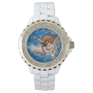 RELOJ DE PULSERA NAVIDADES VOLADORES ANGEL EN CIELO AZUL