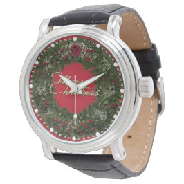 Reloj De Pulsera Navidades Wreath Merry Christmas Watch