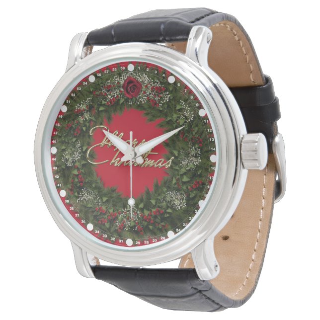 Reloj De Pulsera Navidades Wreath Merry Christmas Watch (Angular)