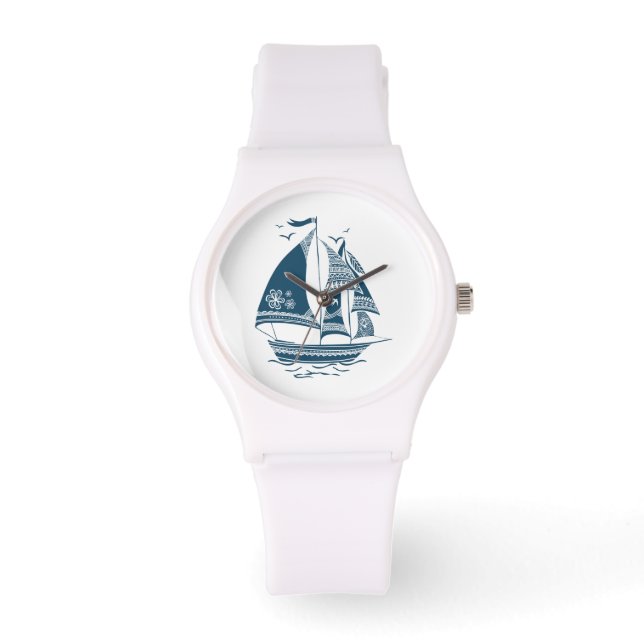 Reloj De Pulsera Navy-blue barco de vela (Anverso)