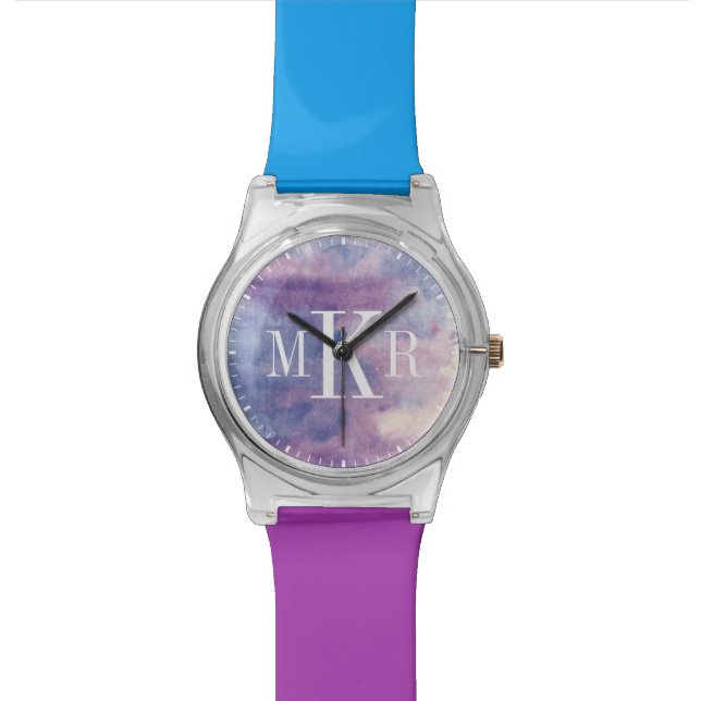 Reloj De Pulsera Neblina púrpura II del monograma el | (De cerca)
