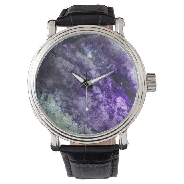 Reloj De Pulsera Nebulosa y Estrella en Miradas Ametistas (Anverso)