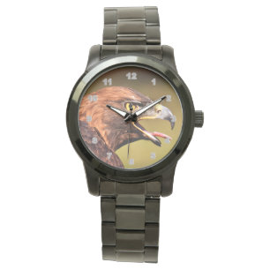 Reloj de pulsera negra sobredimensionada de águila