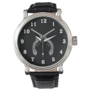 Reloj De Pulsera Negro cruzado de las pistolas