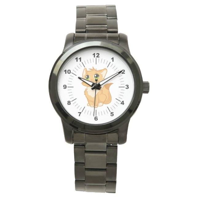 Reloj de pulsera negro de felpa sobredimensionado  (Anverso)