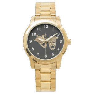 Reloj De Pulsera Negro de las máscaras del teatro de la comedia y
