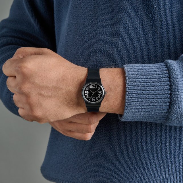 reloj de pulsera negro moderno (Mano)