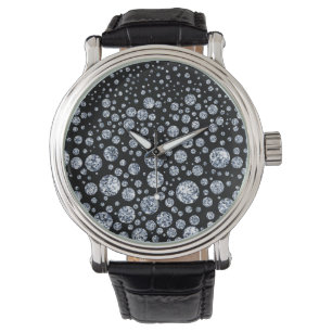 Reloj De Pulsera Negro plateado de cristal metálico