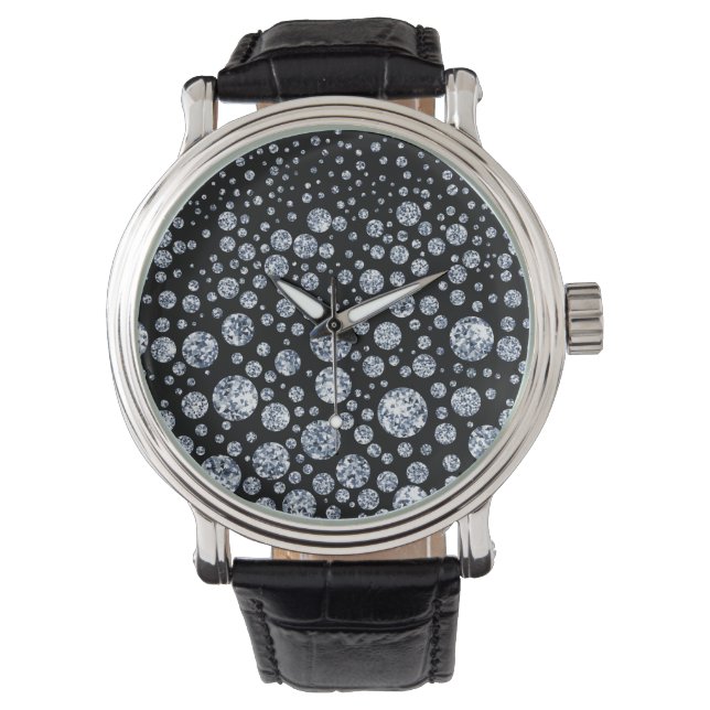 Reloj De Pulsera Negro plateado de cristal metálico (Anverso)