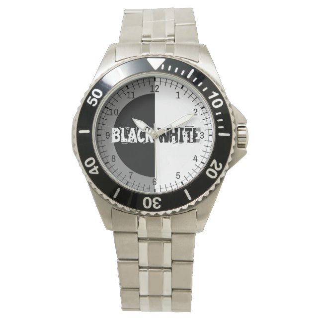 Reloj De Pulsera Negro Y Blanco (Anverso)