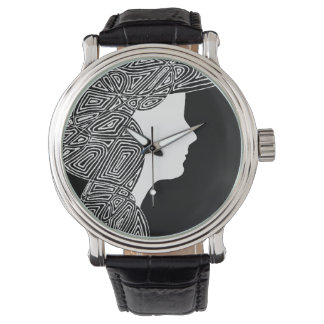 Reloj De Pulsera Negro y blanco