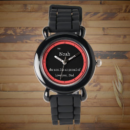 Reloj De Pulsera Negro y blanco moderno con círculo rojo