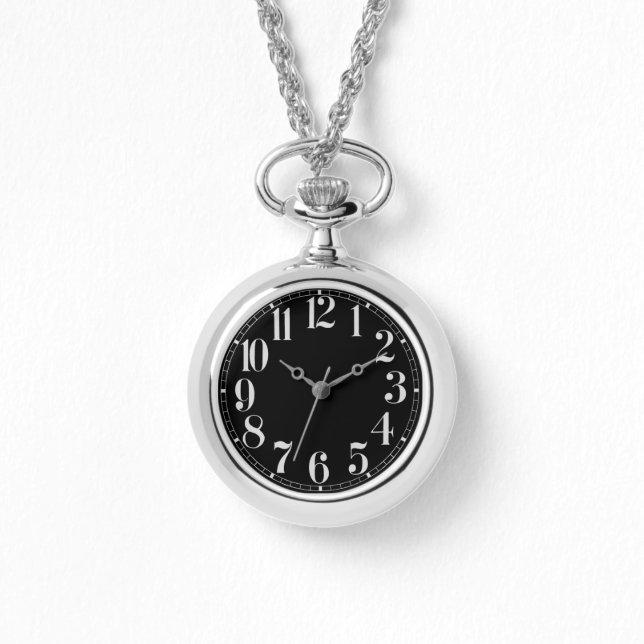 Reloj De Pulsera Negro y plateado grande numerado (Anverso)