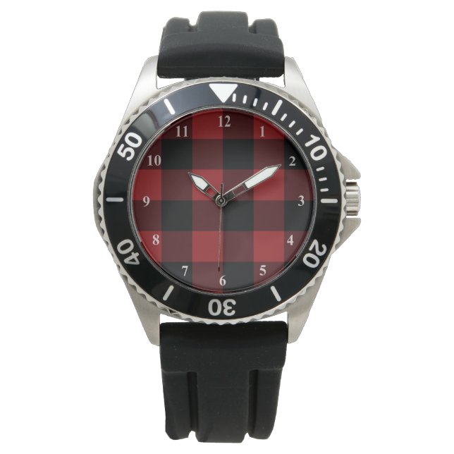 Reloj De Pulsera Negro y rojo de plástico verificado - Moda (Anverso)
