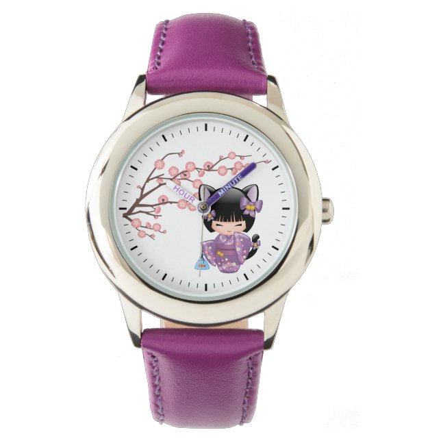 Reloj De Pulsera Neko Kokeshi Doll - Chica Geisha (Anverso)